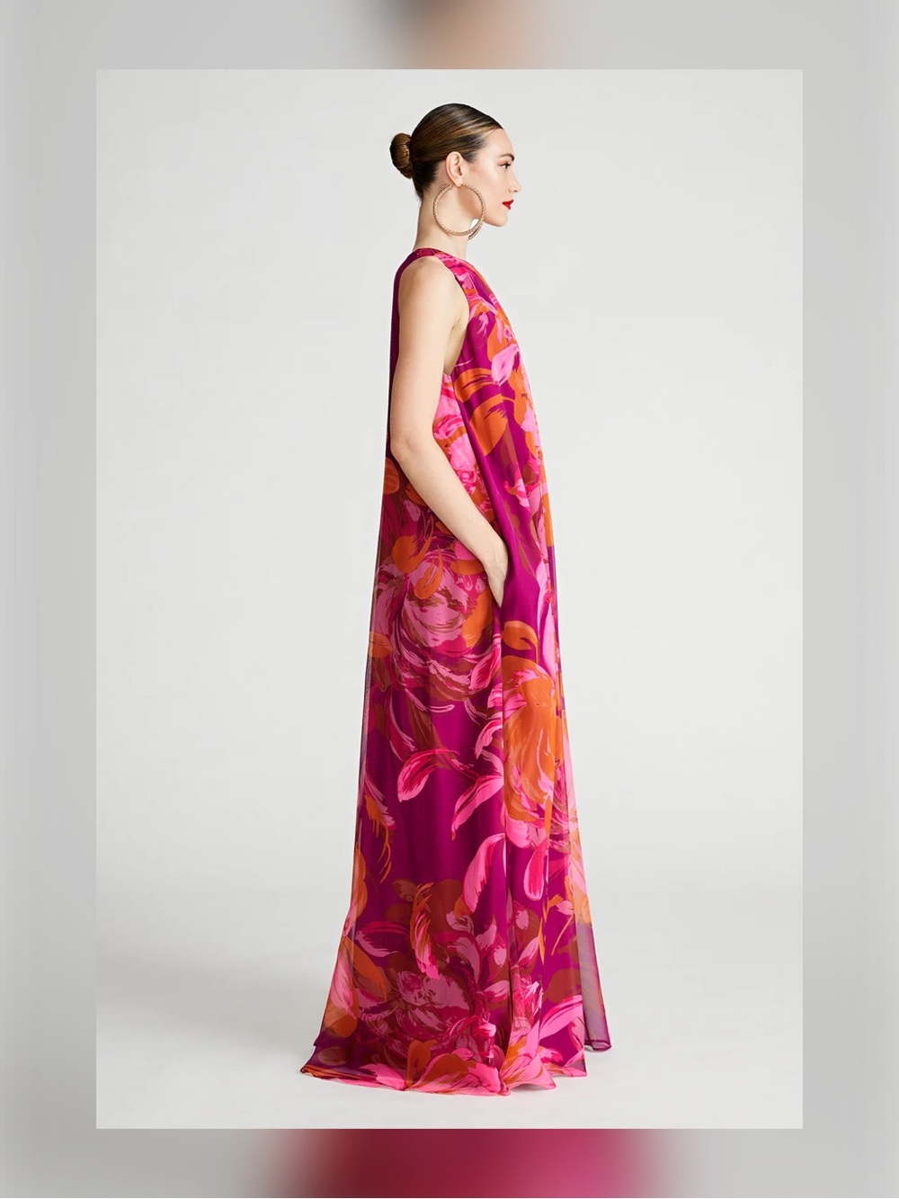 HALSTON Moira Gown In Printed Chiffon - Picture 7 of 8